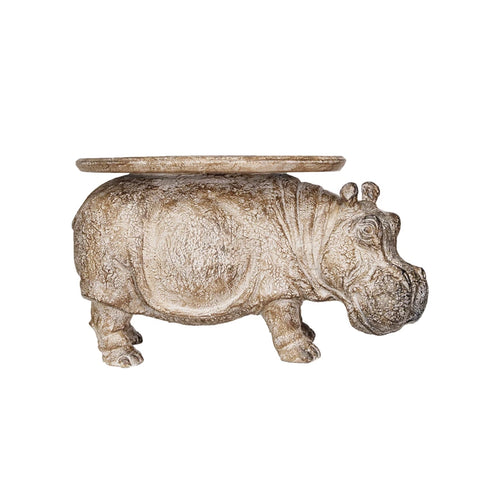 Decorative Resin Hippo Pedestal, Distressed Finish