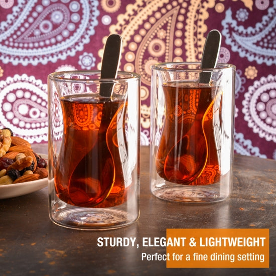 Original Double Wall Turkish Tea Glass Cups, 4.25 Ounce, Set of 2