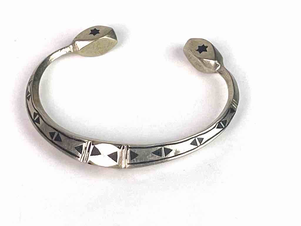 The Niger Bend - Heavy Tuareg Coin Silver Inlaid Bracelet