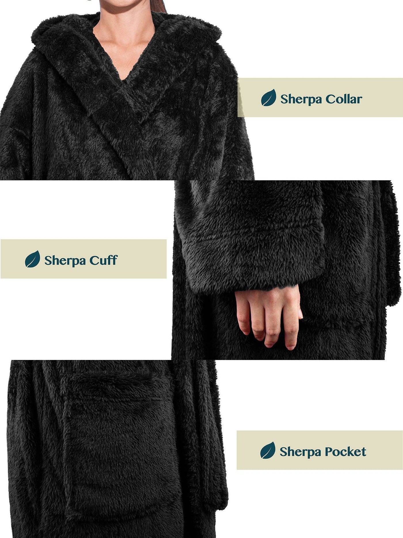 Women's Sherpa Fluffy Robe with Hood - Pavilia