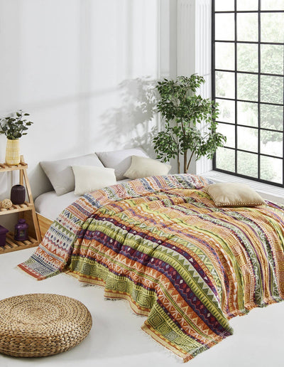Kikoya - Boho Bedspread Turkish Cotton Summer Blankets Throw Bohemian