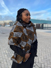 African Print Winter Scarf for Adults Unisex - Mustard / Brown