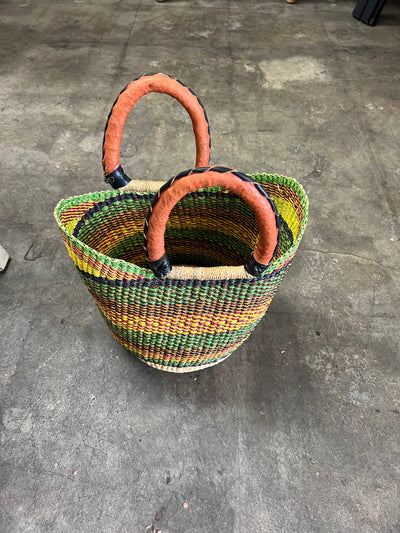 U SHAPED BASKETS W/ LEATHER HANDLES