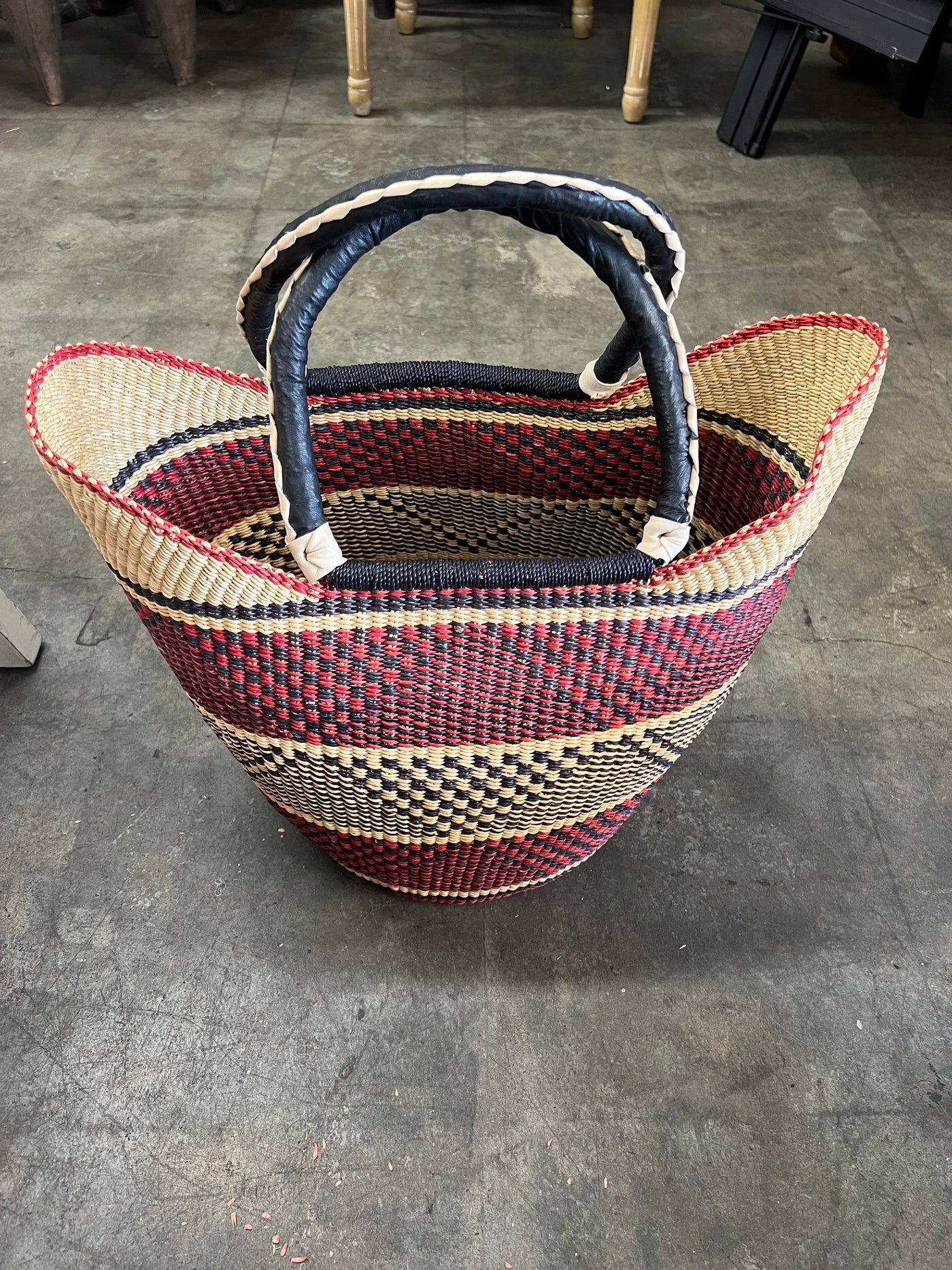 U SHAPED BASKETS W/ LEATHER HANDLES