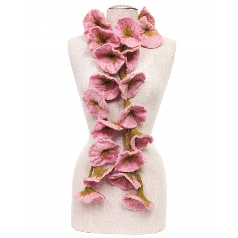 Felted Flower Scarves- Beige/ Green-BNB Crafts Inc.