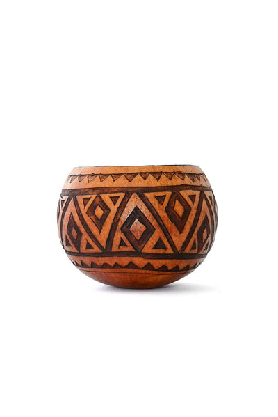 Small Geometric Etch Calabash Storage Bowl - Assorted Designs-Swahili | AFRICAN MODERN