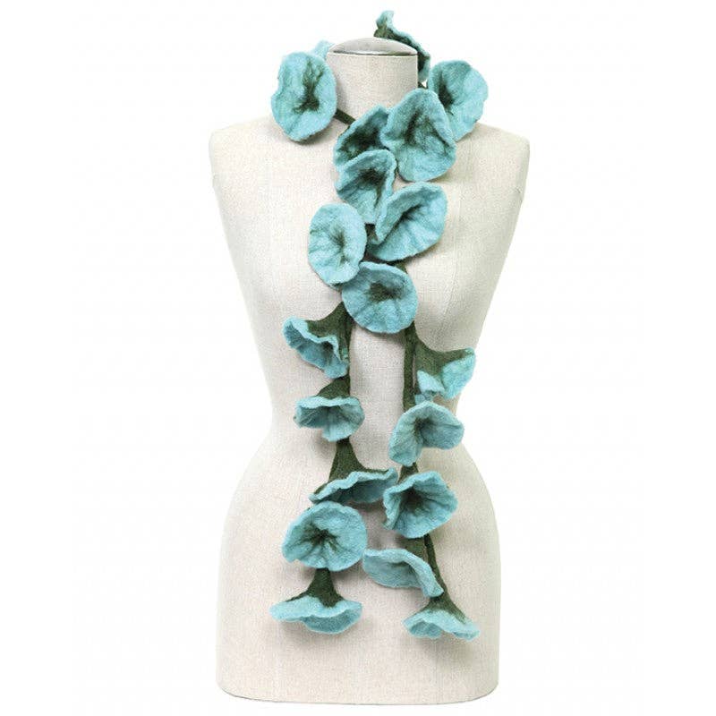 BNB Crafts Inc. - Felted flower scarves- Light Blue/Green