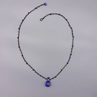 Beaded and Crochet Necklace with a Hand Crafted Lapis Lazuli