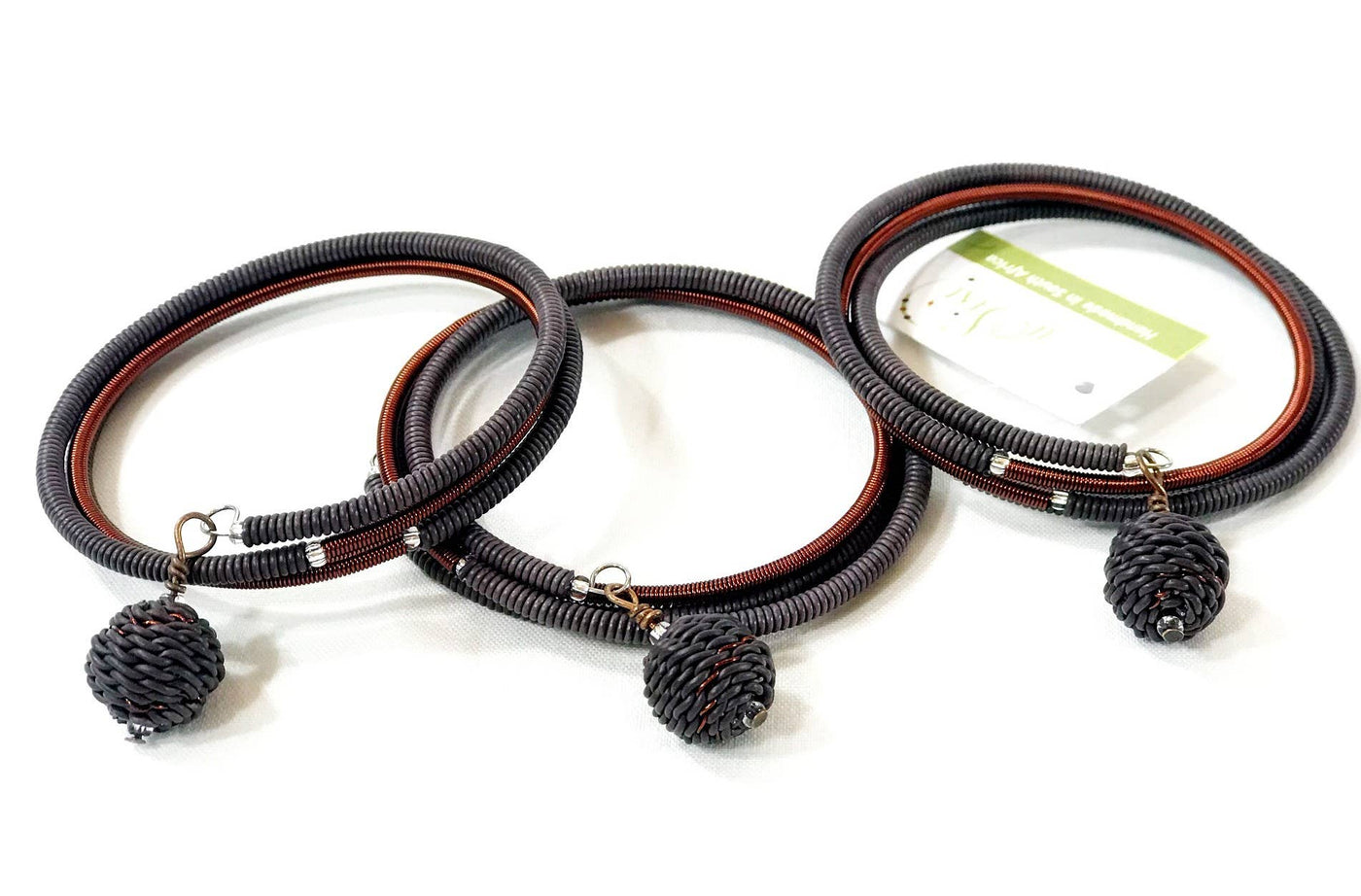Burnt Copper Clay Color Block Wrap Bracelet with Woven Bead - Bridge for Africa