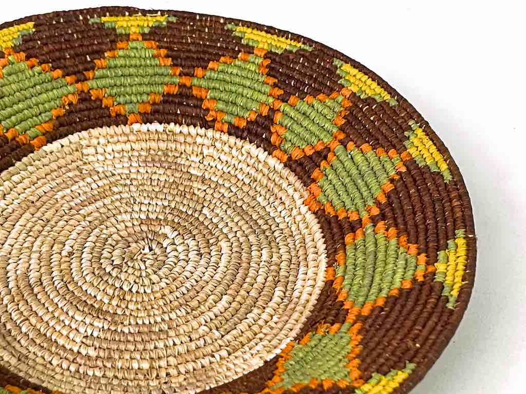 7" Small Very Thin Coil Finest Quality Handwoven Rwenzori Raffia Shallow Basket/Bowl |  - The Niger Bend