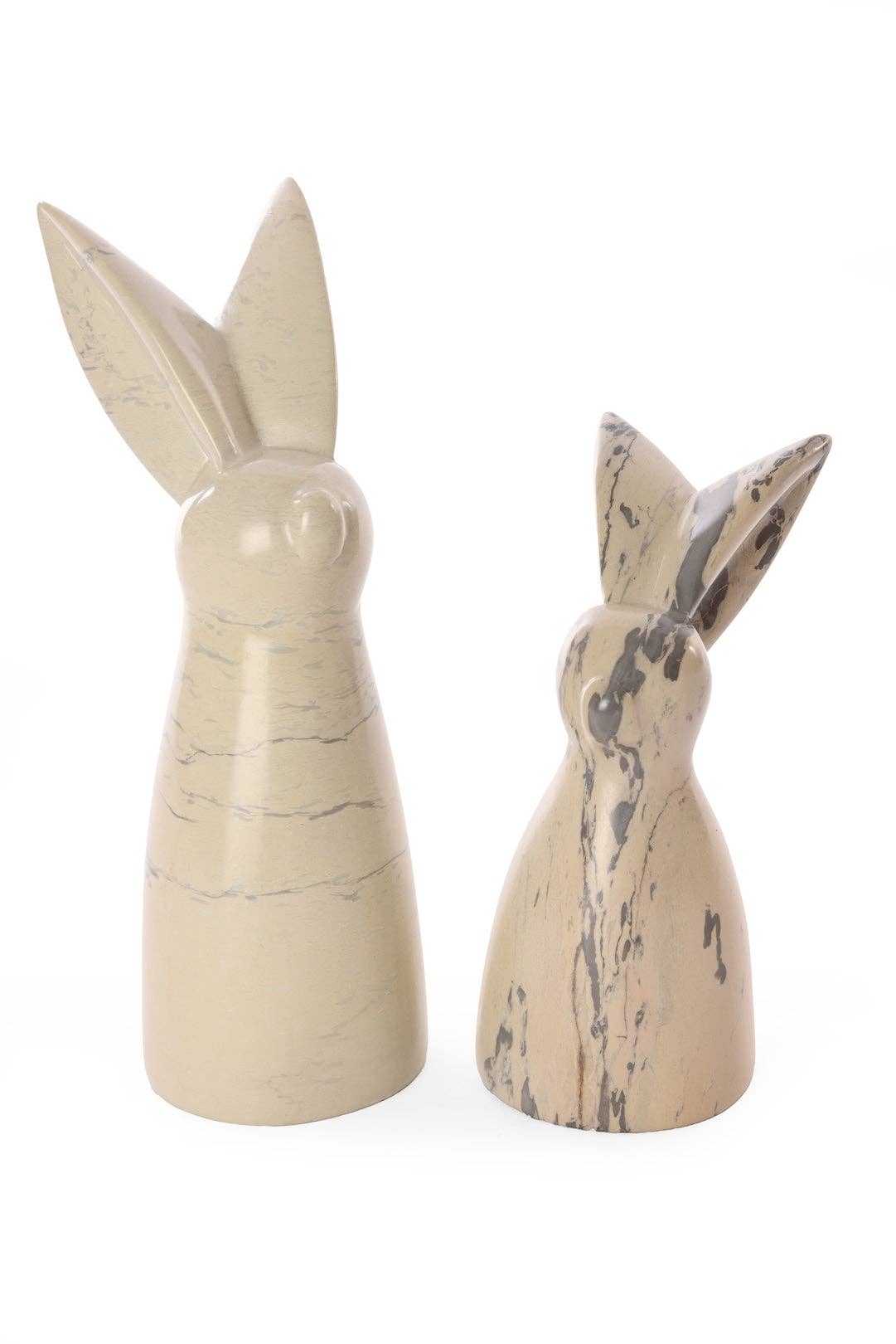 Swahili | AFRICAN MODERN - Natural Soapstone Pair of Big Ear Bunnies