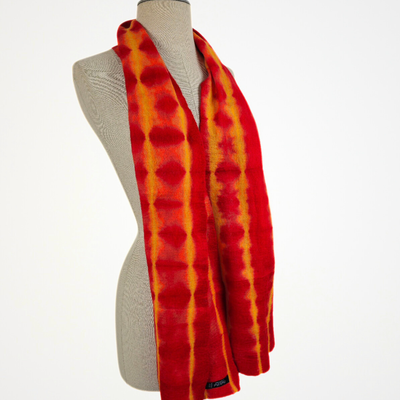 Merino Wool Tie Dye Felted Scarf-Red-Feltiful