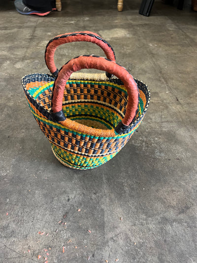 U SHAPED BASKETS W/ LEATHER HANDLES