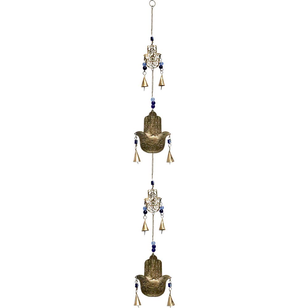 Kheops International - Brass Bell Chime String - Fatima Hands w/ Beads (Each)