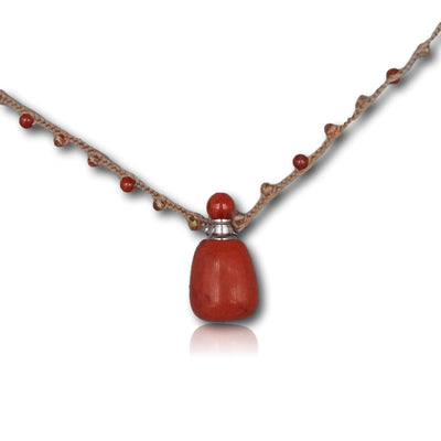 Red Jasper Perfume Bottle Pendant Necklace-IST Jewelry