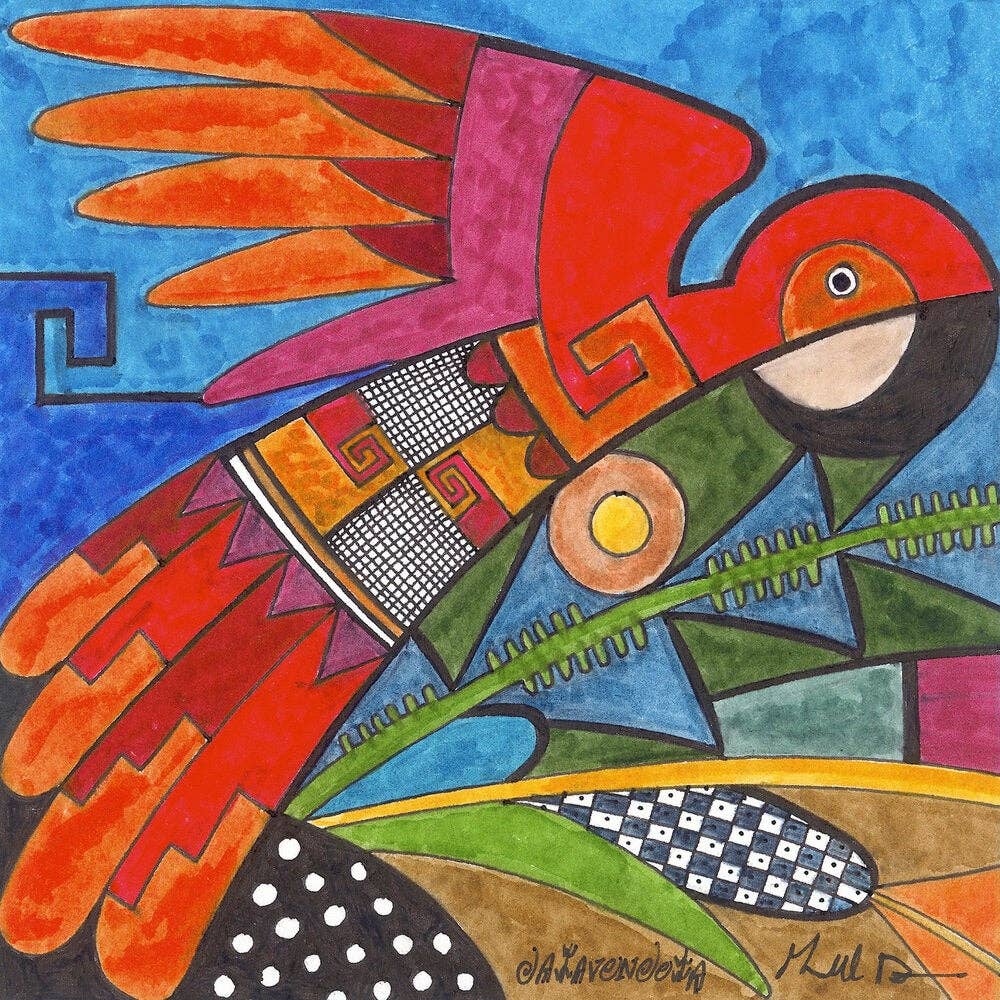 Fourth World Design - Parrot with Prayer Feathers
