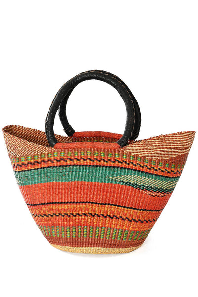 Swahili | AFRICAN MODERN - Assorted Ghanaian Wing Shopper with Leather Handles