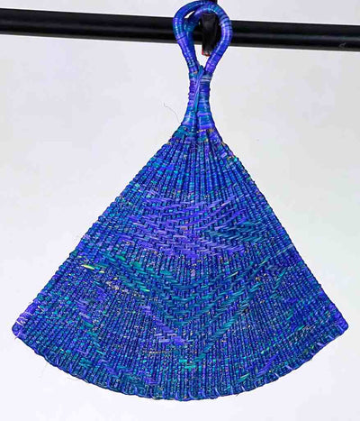 Raffia Hand Fan Accessory Handwoven in Togo - Purple & Blue-The Niger Bend