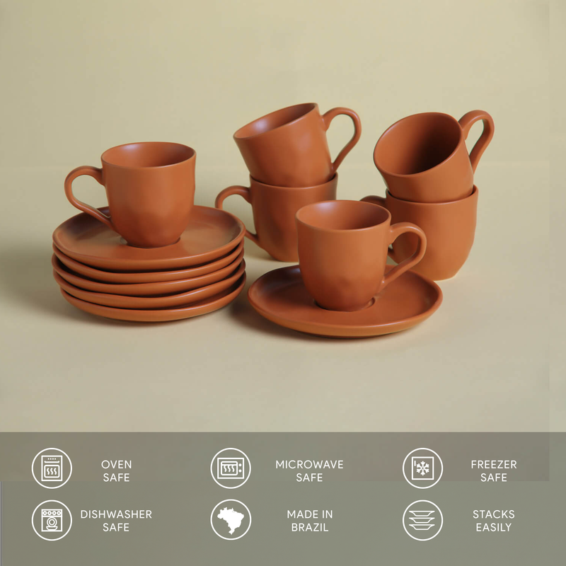 Organic Expresso coffee cup and Saucer 4.06 Oz Terracotta -Porto Brasil