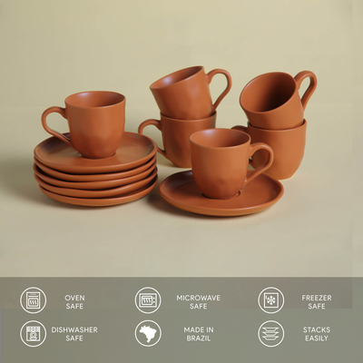 Organic Expresso coffee cup and Saucer 4.06 Oz Terracotta -Porto Brasil
