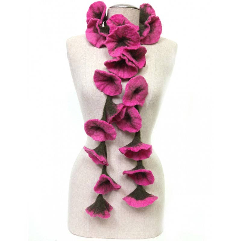 BNB Crafts Inc. - Felted flower scarves-Pink/ Green