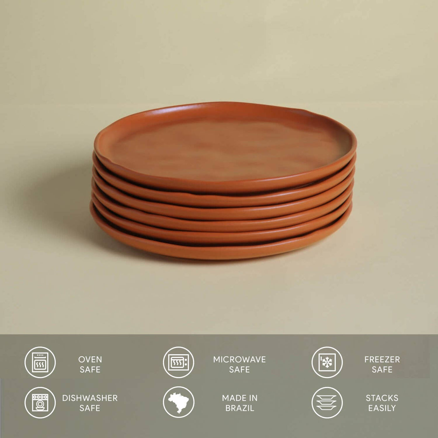 Bio Stoneware Terracotta Dessert Plate, 8.46" -Porto Brasil