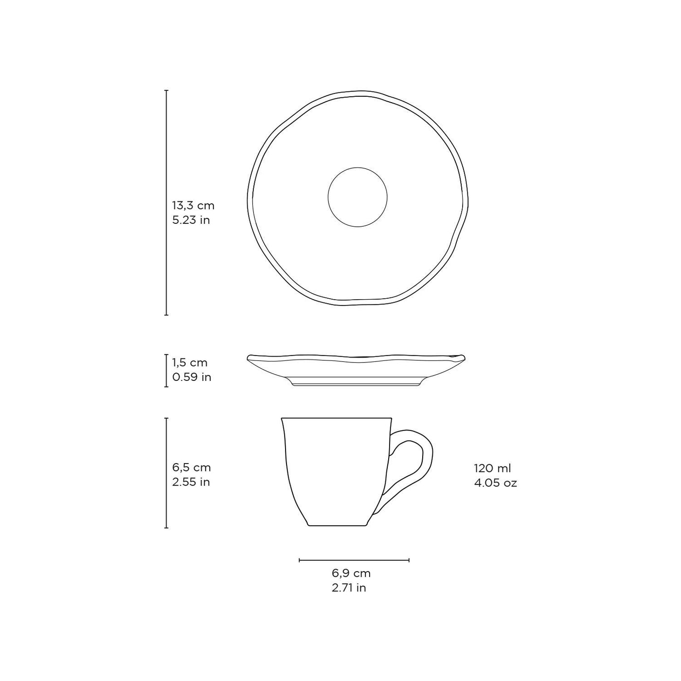 Organic Expresso coffee cup and Saucer 4.06 Oz Terracotta -Porto Brasil