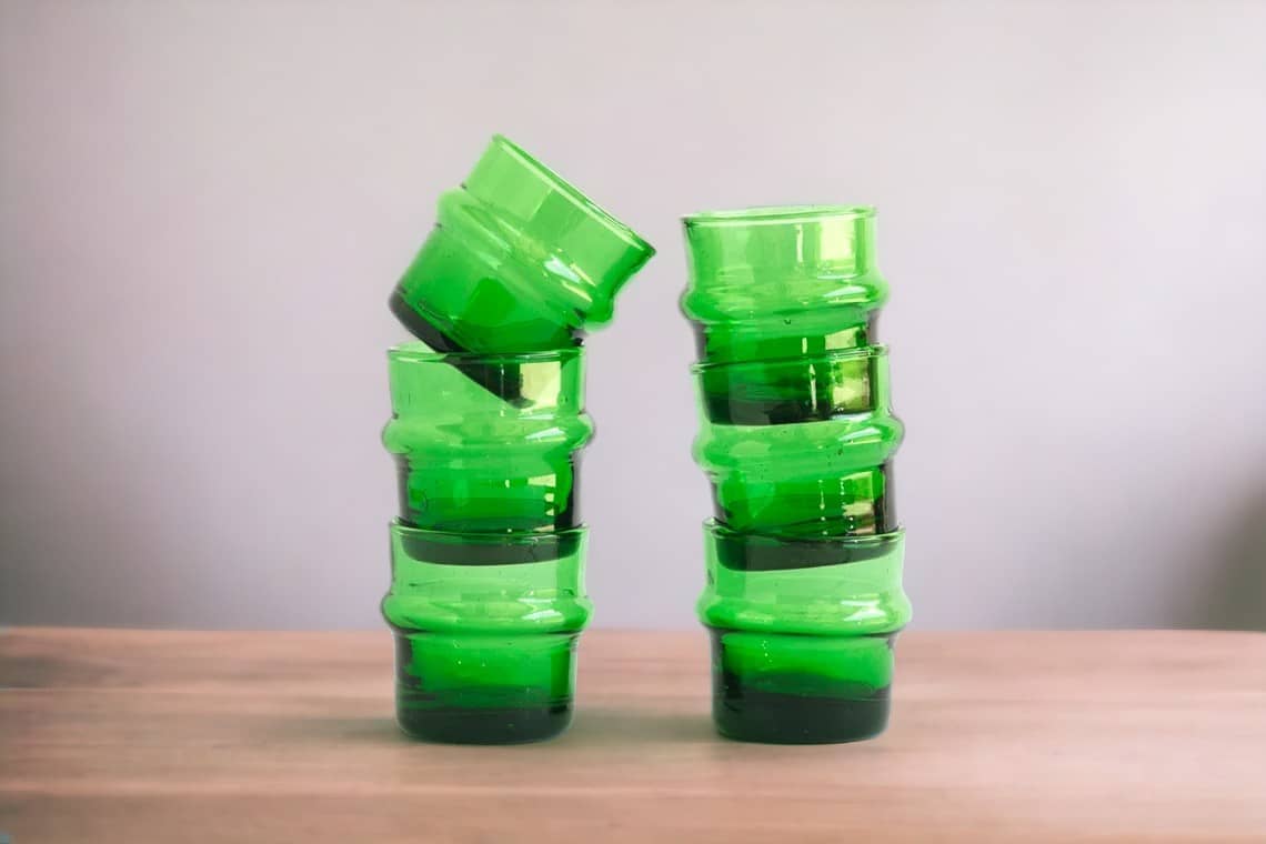 Hand-blown Glasses, Set of 6  Glasses, Recycled Tumbler-Moroccantastics