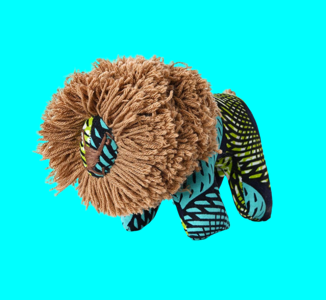Colorful Kitenge Cloth Lion Sculpture-Swahili | AFRICAN MODERN