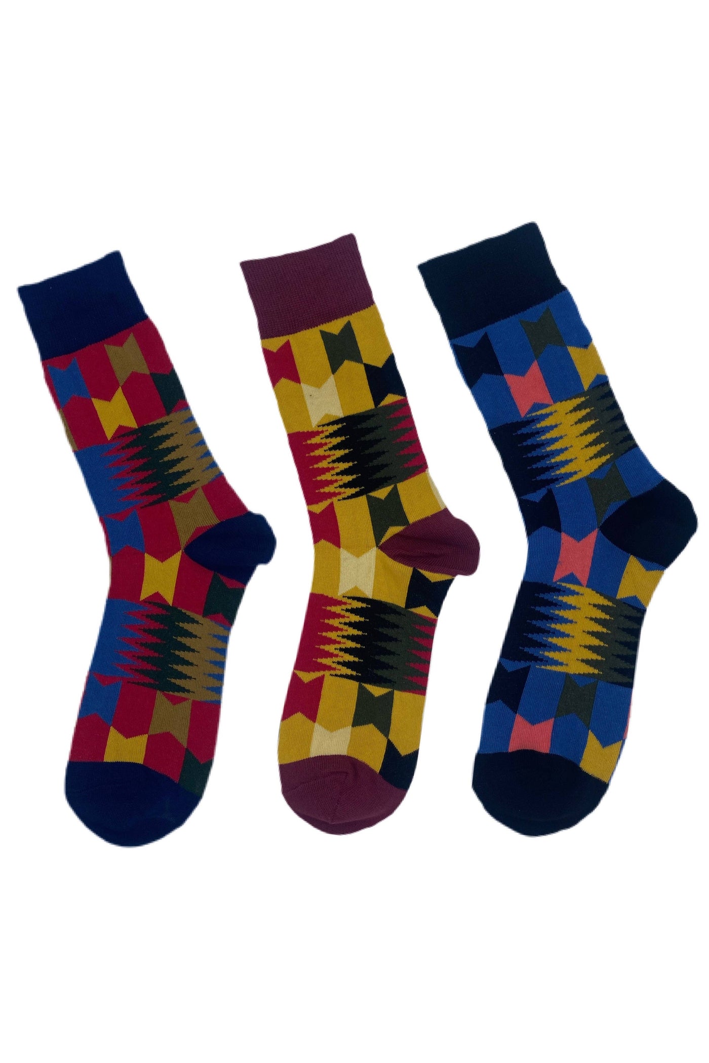 Unisex Kente Design Socks (Pack of 3 Pieces)-Satsuma