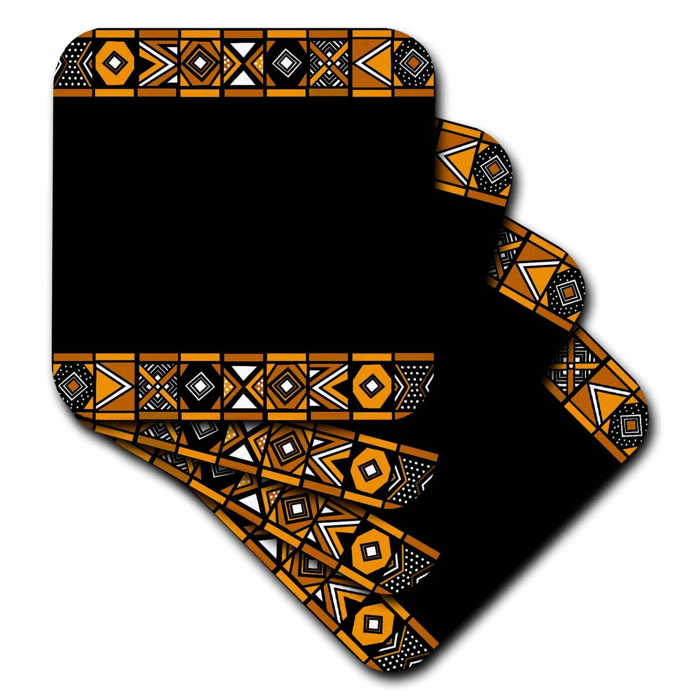 Soft Brown and Black African Pattern - A 3dRose-Set of 8 Coasters
