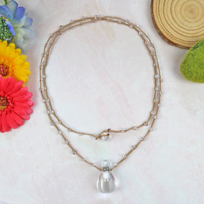 Rock Crystal Perfume Bottle Pendant Necklace-IST Jewelry