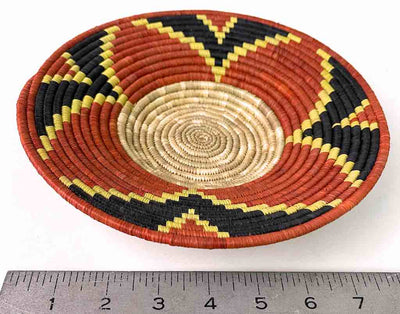 Very Thin Coil Finest Quality Handwoven Rwenzori Raffia Shallow Basket/Bowl | 8.5"-The Niger Bend