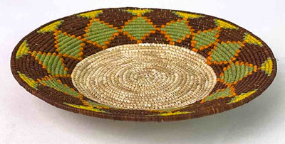 7" Small Very Thin Coil Finest Quality Handwoven Rwenzori Raffia Shallow Basket/Bowl |  - The Niger Bend