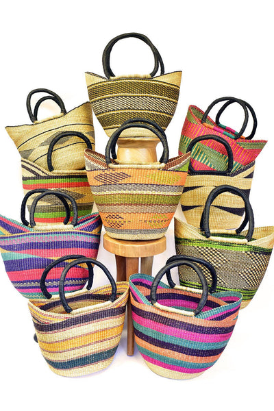 Swahili | AFRICAN MODERN - Assorted Ghanaian Wing Shopper with Leather Handles