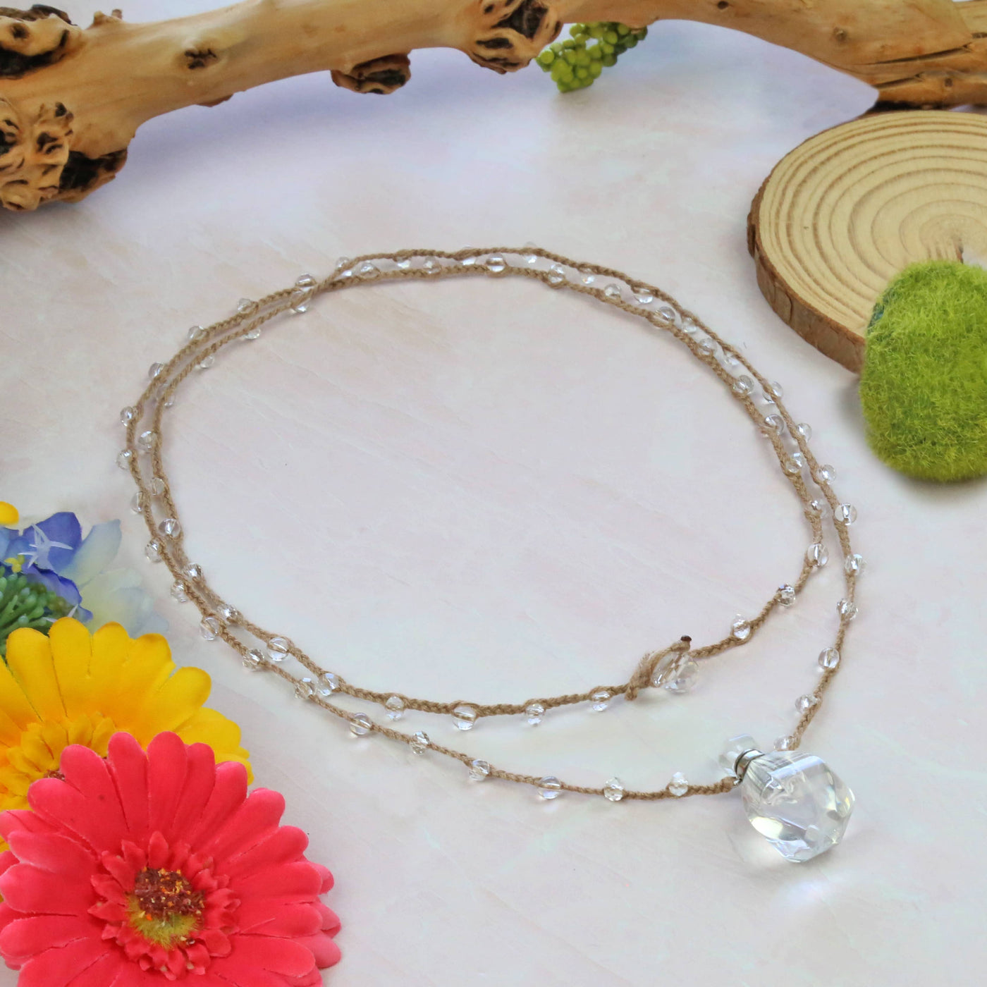 Rock Crystal Perfume Bottle Pendant Necklace-IST Jewelry
