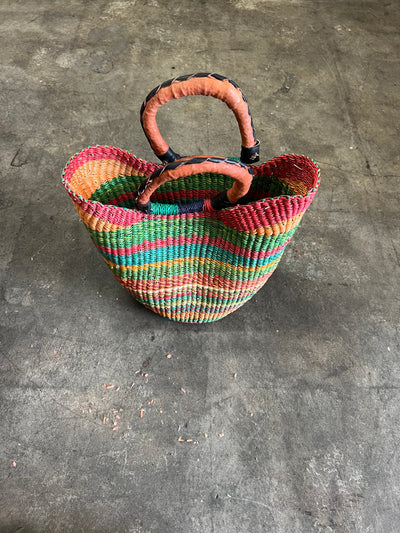 U SHAPED BASKETS W/ LEATHER HANDLES