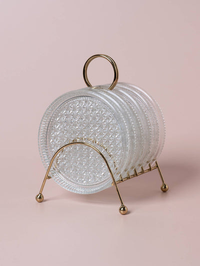 Made Market Co. - Glass Coasters Metal Caddy Set MCM