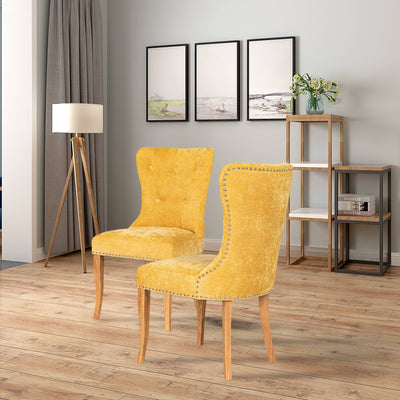 HOMYCASA DESIGN INC - Tufted Side Dining Chair Fabric Solid Wood Legs