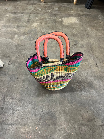 U SHAPED BASKETS W/ LEATHER HANDLES