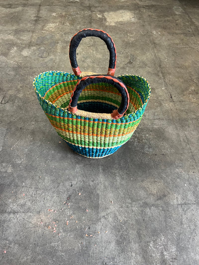 U SHAPED BASKETS W/ LEATHER HANDLES