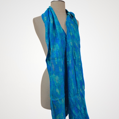 Vintage felted blue scarf-Feltiful