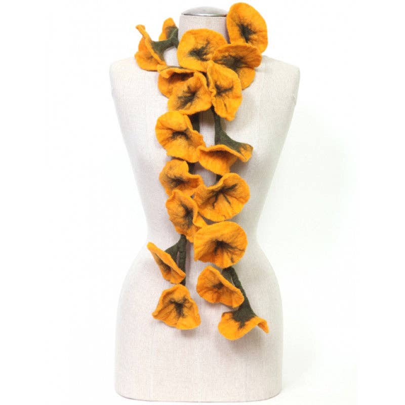 BNB Crafts Inc. - Felted flower scarves- Gold/ Green
