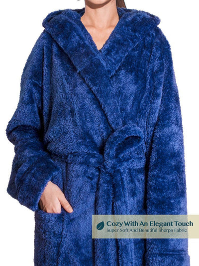 Women's Sherpa Fluffy Robe with Hood - Pavilia