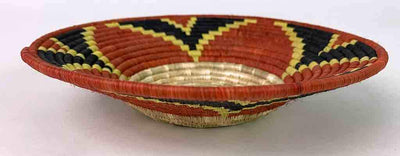 Very Thin Coil Finest Quality Handwoven Rwenzori Raffia Shallow Basket/Bowl | 8.5"-The Niger Bend