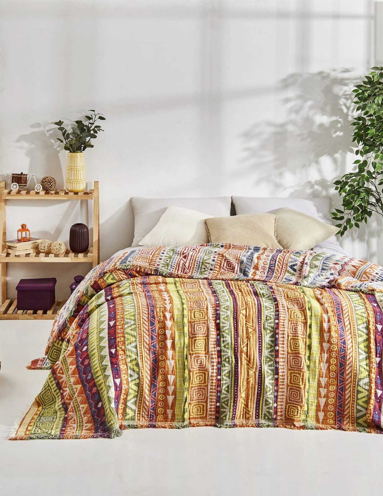 Kikoya - Boho Bedspread Turkish Cotton Summer Blankets Throw Bohemian