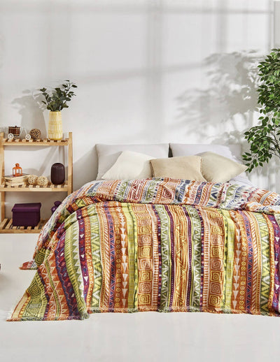 Kikoya - Boho Bedspread Turkish Cotton Summer Blankets Throw Bohemian