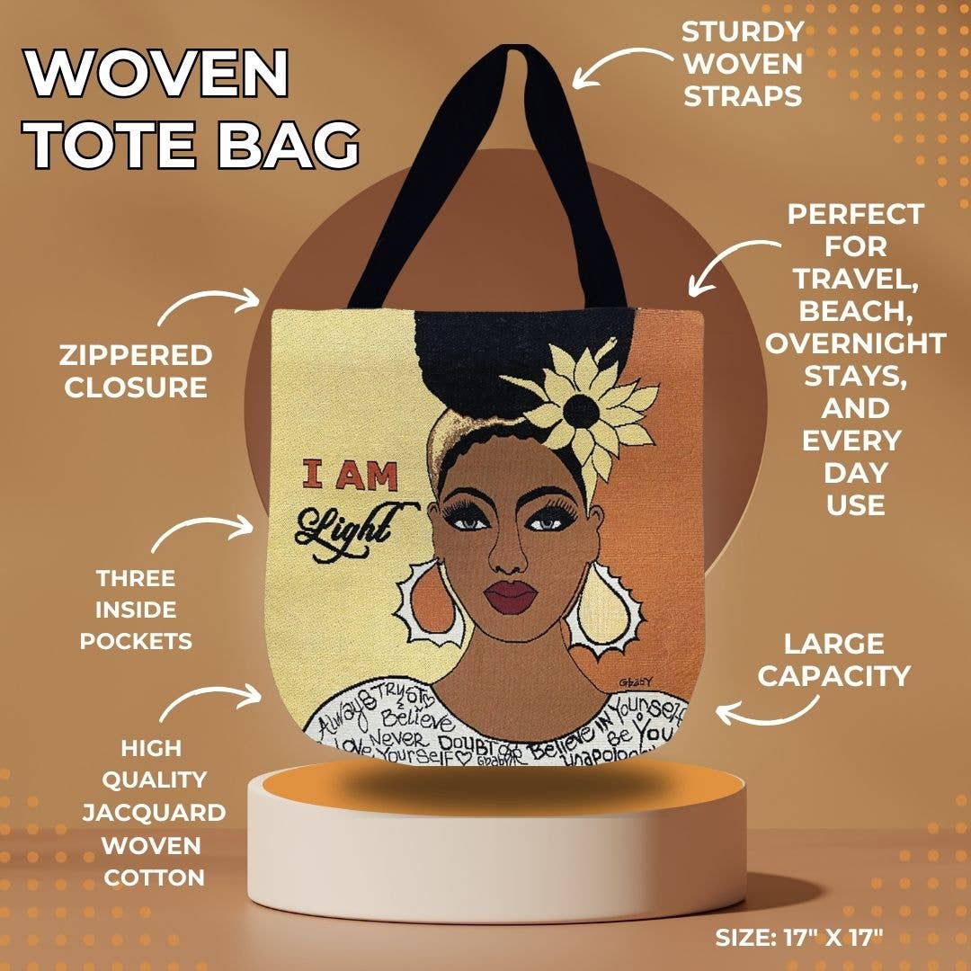 Woven Tote Bags-GBaby & Poncho Brown-Shades Of Color