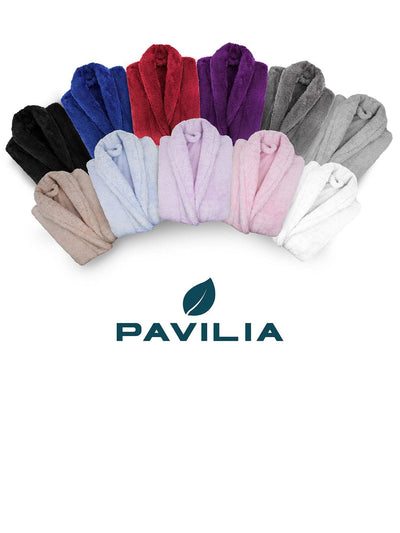 Women's Sherpa Fluffy Robe with Hood - Pavilia