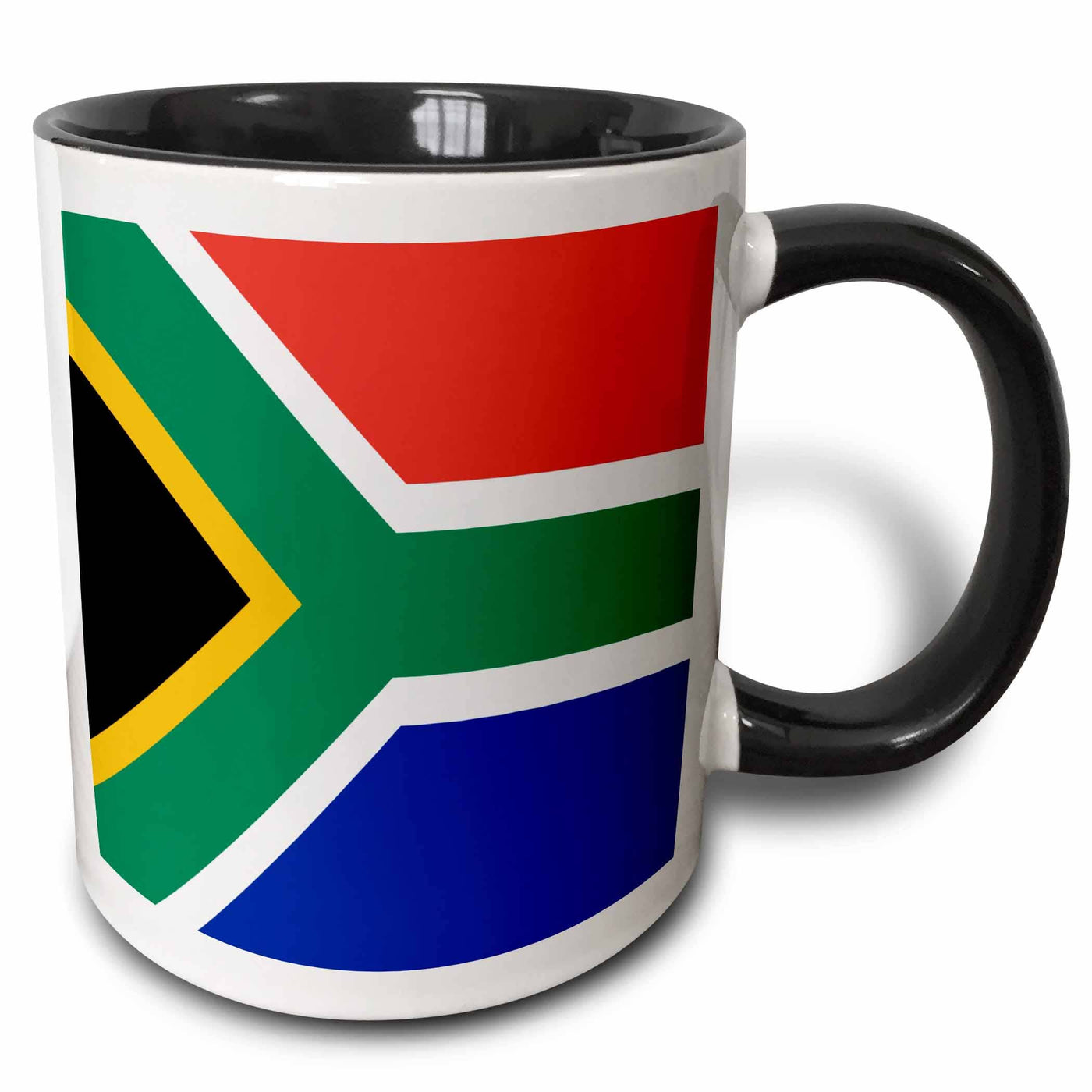 Flag of South Africa - Colorful Red-11oz Two-Tone Black Mug-3dRose
